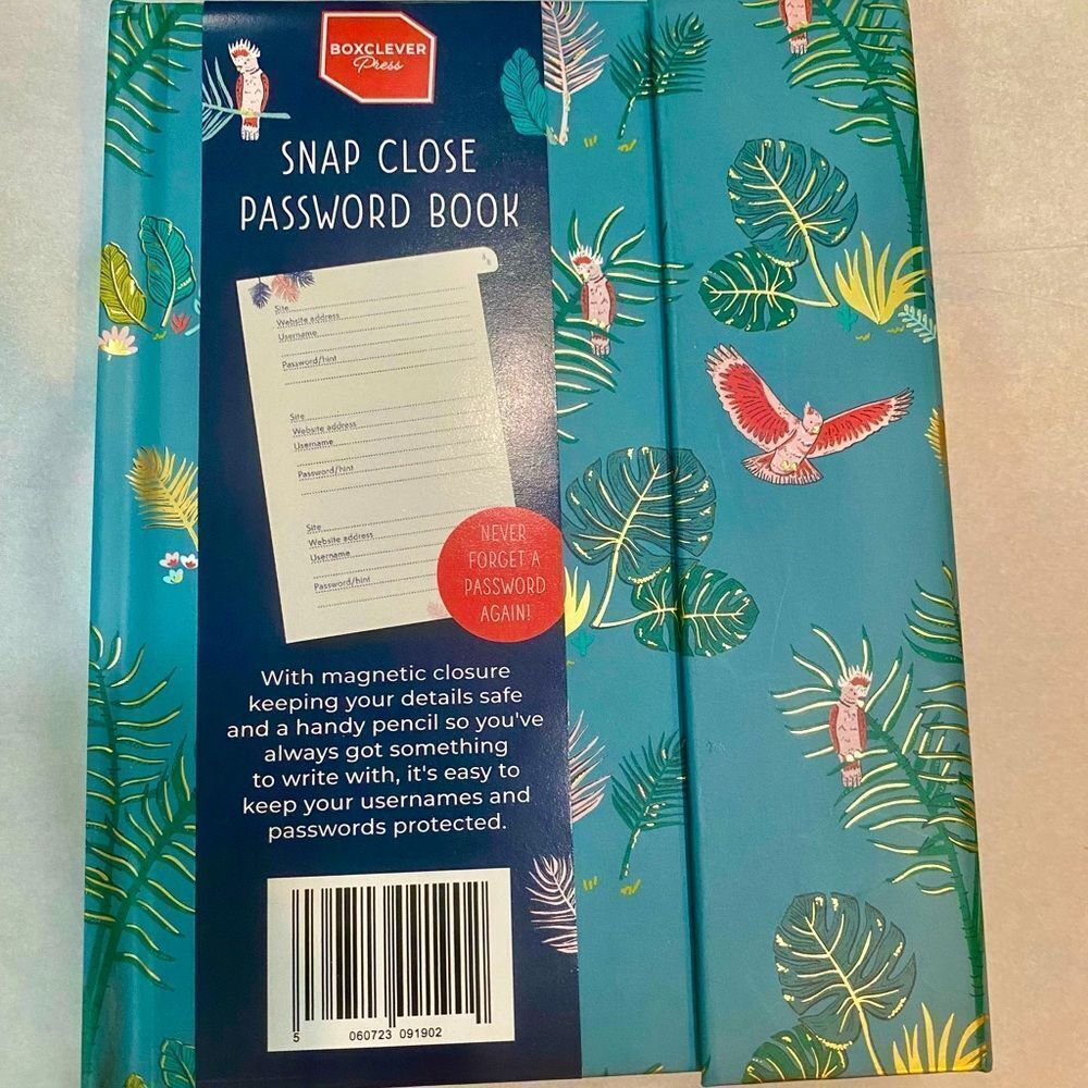 New snap close password book